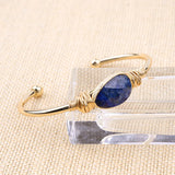 BOJIU Natural Stone Gold-color Open Cuff Bangles For Women Boho