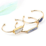 BOJIU Natural Stone Gold-color Open Cuff Bangles For Women Boho