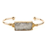 BOJIU Natural Stone Gold-color Open Cuff Bangles For Women Boho