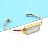 BOJIU Natural Stone Gold-color Open Cuff Bangles For Women Boho