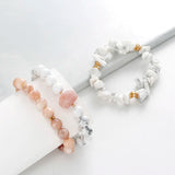 BOJIU Natural Stone Women Bracelet Set Howlite Sunstone Strand Bracelets