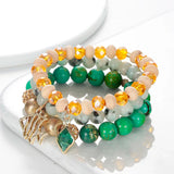 BOJIU Bohemian Bracelet Sets Brown Crystal Stone Beads Bracelet