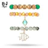 BOJIU Bohemian Bracelet Sets Brown Crystal Stone Beads Bracelet