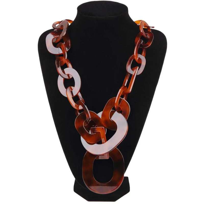 BOJIU Long Chain Necklaces Women Boho Turtle Acrylic Necklaces NK1006