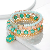 BOJIU Round Crystal Beads Bracelet Sets For Women Charm Strand Bracelets