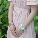 BOJIU Round Crystal Beads Bracelet Sets For Women Charm Strand Bracelets