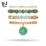 BOJIU Round Crystal Beads Bracelet Sets For Women Charm Strand Bracelets