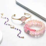 BOJIU Rose Pink Purple Crystal Bracelet For Women Bracelets Bangles