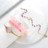 BOJIU Rose Pink Purple Crystal Bracelet For Women Bracelets Bangles