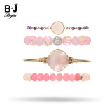 BOJIU Rose Pink Purple Crystal Bracelet For Women Bracelets Bangles