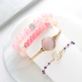 BOJIU Rose Pink Purple Crystal Bracelet For Women Bracelets Bangles