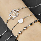 BOJIU Stainless Steel Braided Rope Bracelets Set Women Adjustable Charm Bracelet