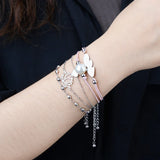 BOJIU Stainless Steel Braided Rope Bracelets Set Women Adjustable Charm Bracelet