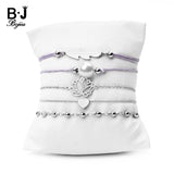 BOJIU Stainless Steel Braided Rope Bracelets Set Women Adjustable Charm Bracelet