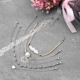 BOJIU Stainless Steel Braided Rope Bracelets Set Women Adjustable Charm Bracelet