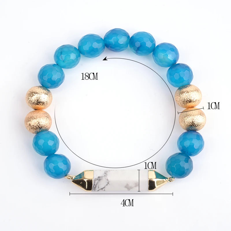 BOJIU Howlite Column Mixed Ag. Colored Pendant Bracelet