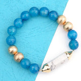 BOJIU Howlite Column Mixed Ag. Colored Pendant Bracelet