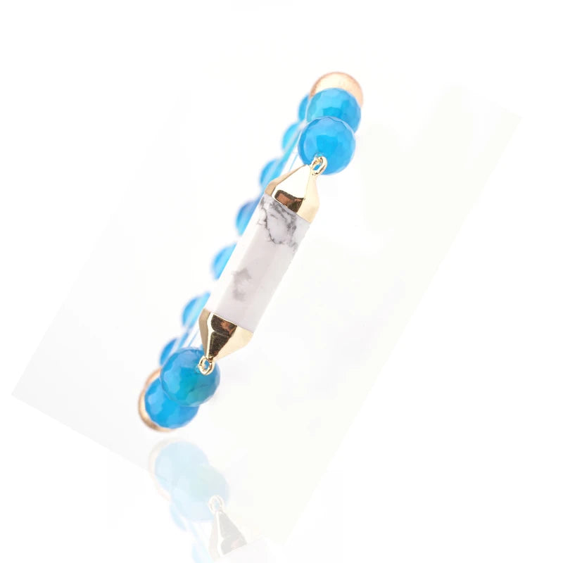 BOJIU Howlite Column Mixed Ag. Colored Pendant Bracelet