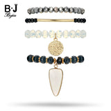 BOJIU Water Drop Coin Bracelet Crystal Sets Grey Clear Bracelet BCSET89
