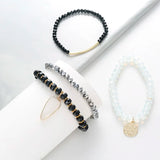 BOJIU Water Drop Coin Bracelet Crystal Sets Grey Clear Bracelet BCSET89