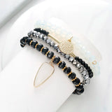 BOJIU Water Drop Coin Bracelet Crystal Sets Grey Clear Bracelet BCSET89