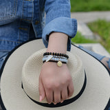 BOJIU Water Drop Coin Bracelet Crystal Sets Grey Clear Bracelet BCSET89