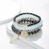 BOJIU Water Drop Coin Bracelet Crystal Sets Grey Clear Bracelet BCSET89