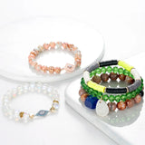 BOJIU Water Drop Geometric Bracelet Set Natural Stone Crystal Women Bracelet