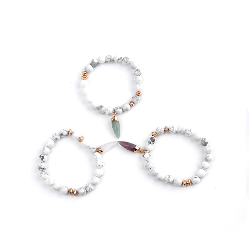 Howlite Mixed Ag. Colored Bead Copper Bracelet BC153