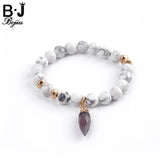 Howlite Mixed Ag. Colored Bead Copper Bracelet BC153