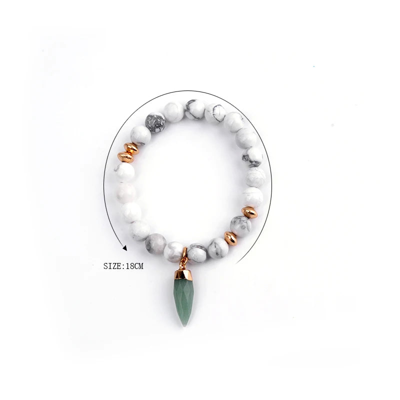 Howlite Mixed Ag. Colored Bead Copper Bracelet BC153