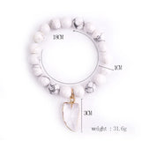 BOJIU Wolf Teeth Pendant Bracelets Howlite Mixed Bead Women Strand Bracelet