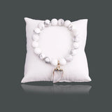 BOJIU Wolf Teeth Pendant Bracelets Howlite Mixed Bead Women Strand Bracelet