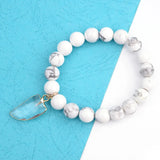 BOJIU Wolf Teeth Pendant Bracelets Howlite Mixed Bead Women Strand Bracelet