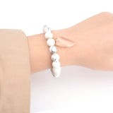 BOJIU Wolf Teeth Pendant Bracelets Howlite Mixed Bead Women Strand Bracelet