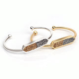 BOJIU Silver Crystal Rhinestones Cuff Bracelets Bangles BR015