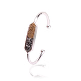 BOJIU Silver Crystal Rhinestones Cuff Bracelets Bangles BR015