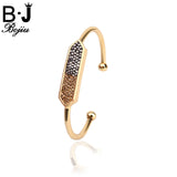 BOJIU Silver Crystal Rhinestones Cuff Bracelets Bangles BR015