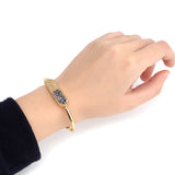 BOJIU Silver Crystal Rhinestones Cuff Bracelets Bangles BR015