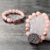 BOJIU Chakra Bracelet Natural Stone Druzy Elastic Beaded Women Bracelet