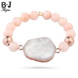 BOJIU Chakra Bracelet Natural Stone Druzy Elastic Beaded Women Bracelet