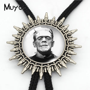 Vintage Frankenstein & Bride Halloween Movies Characters Bolo Tie Pendant