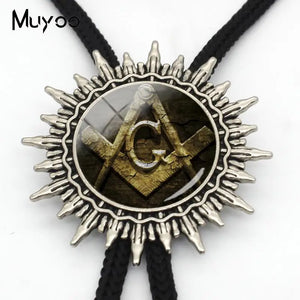 Masonic Compass Neck Ties Bolo Tie Glass Men Jewelry