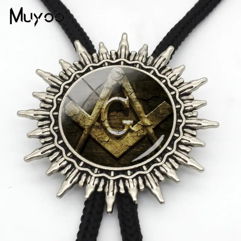 Masonic Compass Neck Ties Bolo Tie Glass Men Jewelry