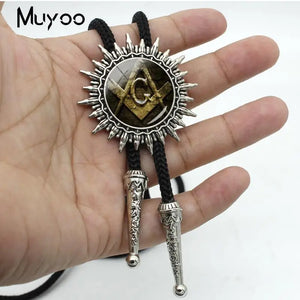 Masonic Compass Neck Ties Bolo Tie Glass Men Jewelry