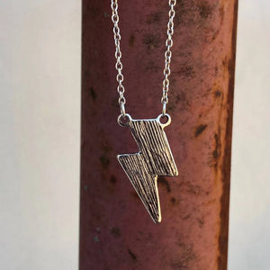 Lightning Bolt Thunder Stone Charm Necklace Metal Turquoise Thunder Jewelry
