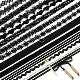 14PCS Gothic Chokers Beaded Flowers Lace Neck Choker Tassel Women Jewelry