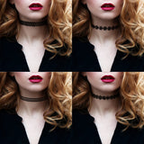 14PCS Gothic Chokers Beaded Flowers Lace Neck Choker Tassel Women Jewelry