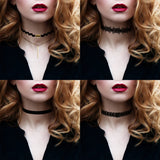 14PCS Gothic Chokers Beaded Flowers Lace Neck Choker Tassel Women Jewelry