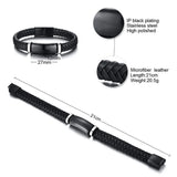 Personalized Engraved Men's Leather Bracelet with Magnetic Buckle